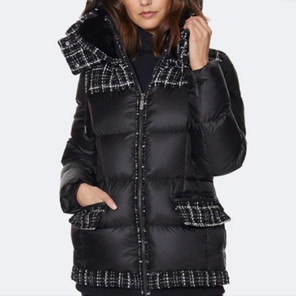 $795 Dawn Levy Melrose Mixed Media Puffer Coat Women In Small